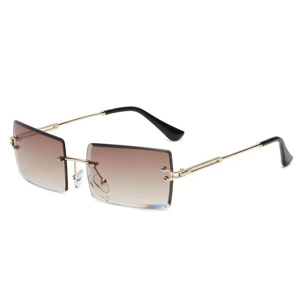 Modedesigner Superleichte rahmenlose Metallsonnenbrille Retro Coole Anti-UV-Sonnenbrille