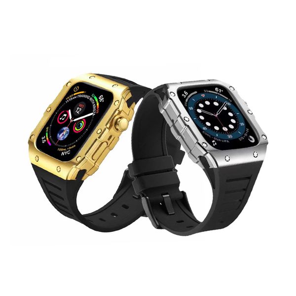 Cinturini intelligenti cinghie intelligenti orologi in acciaio inossidabile fai -da -te copertura kit mod a forma di silicone per iwatch 8 7 6 5 4 SE cinghia per Apple Watch Series 8 7 45mm 44mm 40mm 41mm Rzy2