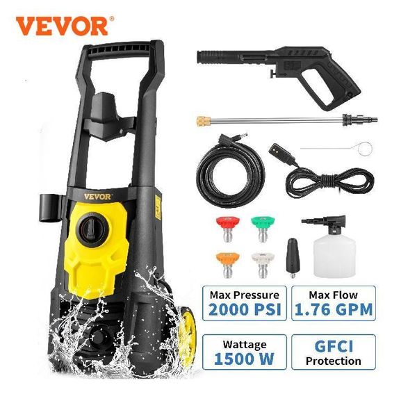 Equipamentos de rega VEVOR 1500 W Lavadora de carros de alta pressão 2000 PSI Elétrica Portátil Máquina de lavar carros Auto Wash Washers Pistola de spray para uso doméstico 230612