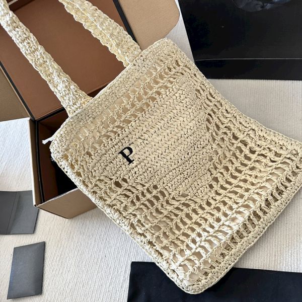 Prad Raffia Woven Woven Beach Bag Underarm Hobo com Cesta de Legumes Design Simples Bolsas Espaçosas e Ensolaradas para Viagens de Fim de Semana