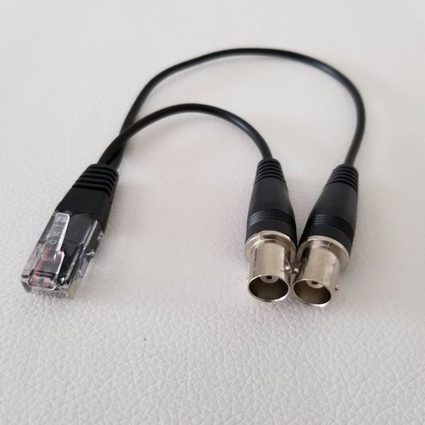 Adattatore RJ48 RJ45 maschio a doppio BNC femmina E1 2M cavo di prolunga dati per relè scheda vocale digitale nero 28 cm