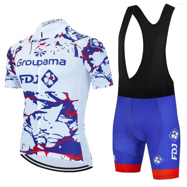 Rennsets Groupama FDJ Cycling Team Jersey Lätzchen Set MTB Uniform 2023 Mountainbike Kleidung Road Shirt Herren Short Maillot Anzug Sport Outfit