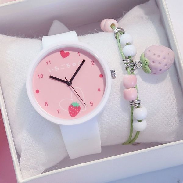 Orologi per bambini Macaron Strawberry Heart Dial Cute Korean Jelly Cinturino in silicone Quarzo Luminoso Orologio da ragazzi per ragazze Orologio Regalo di compleanno 230612