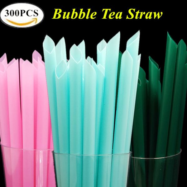 Bar Tools Wholesale 23x13cm Wide Boba Tea Straw 300pcs Descartável Plástico Azul Verde Rosa Bolha Beber Leite Smoothie 230612