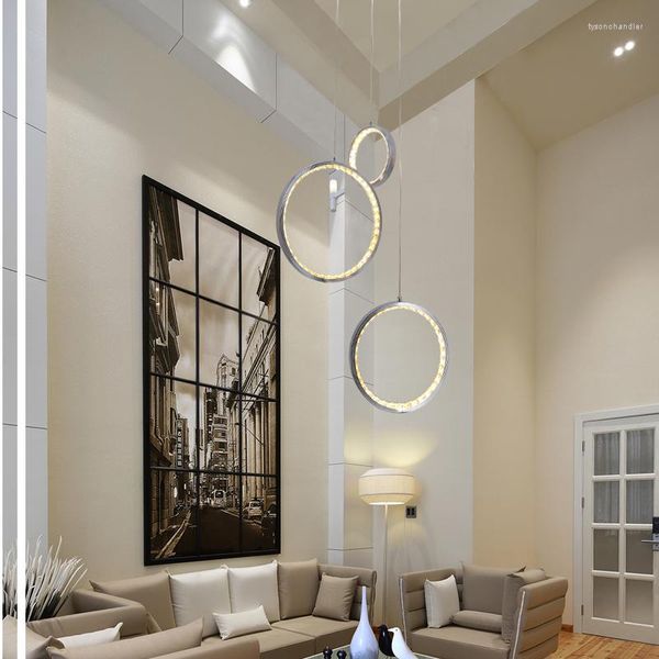 Kronleuchter runder Ringform-Kristall-LED-Kronleuchter für Villa El Home Dekoration Schnur-Tropfen-hängende Lichter