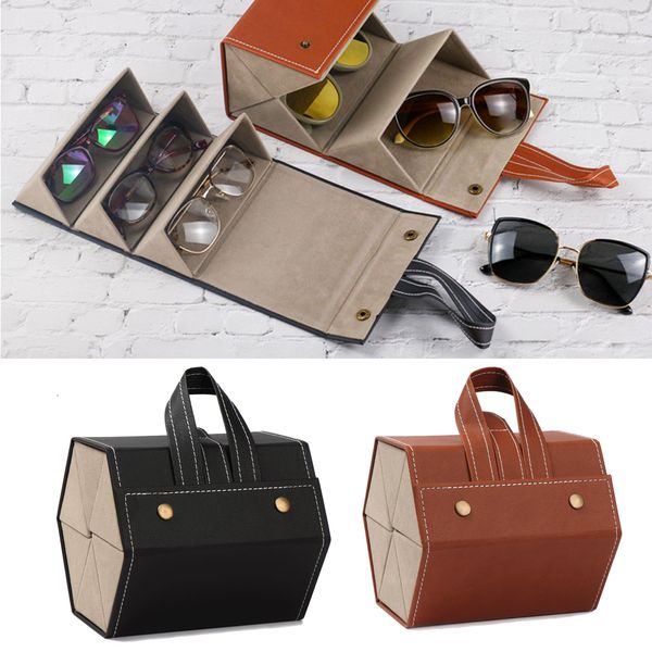 Sonnenbrillenetuis Tragbare Brillenetuiabdeckung PU-Leder 23456 Paar Sonnenbrillenhalterbox Brillenaufbewahrungsbox Magnetschalter PU-Tasche 230612