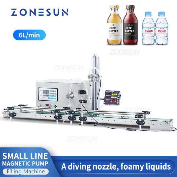 ZONESUN Macchina di rifornimento di liquidi Piccola linea automatizzata Pompa magnetica Succo d'acqua Bottiglia per bevande Ugello di sollevamento del tubo della fiala ZS-DTMP1D