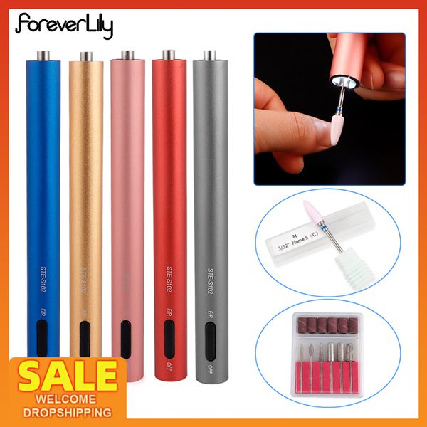 Nail Art Kit Electric Mini Drill Pen Machine 12000rpm Portable LED Light Manicure Pedicure Lucidatore Dispositivo di macinazione 230613