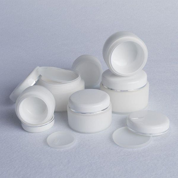 Barattolo cosmetico in PP bianco Barattolo di plastica per crema viso per mani 15g 30g 50g Contenitore di plastica per campioni cosmetici con coperchio interno Wkcbo