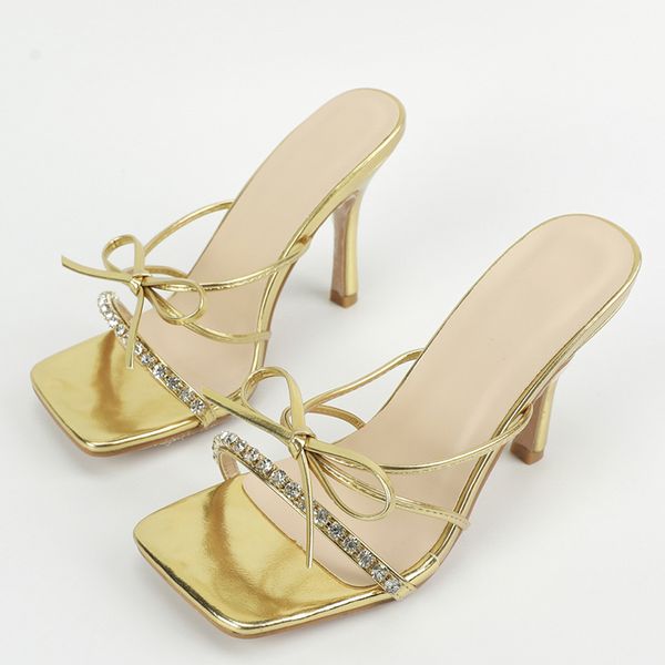 Liyke Summer Golden High Heels Women Slifors Fashi