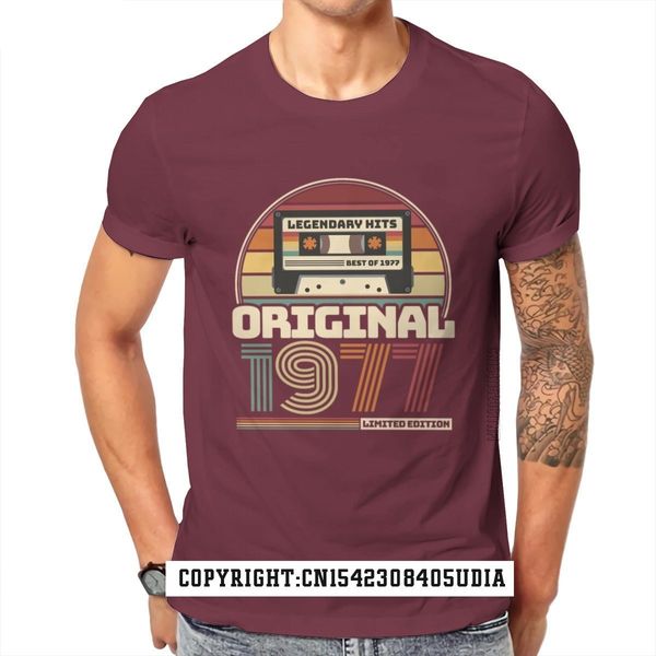 Camisetas Masculinas Lindas Retro Vintage Fita Aniversário 1977 Camisetas Masculinas Premium Fashion Slim Fit Tops Camisa Algodão Confortável 230613