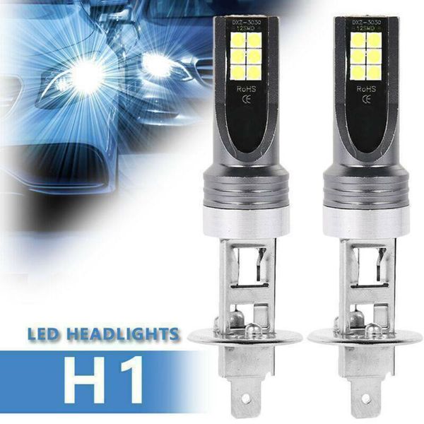 2PCS CAR мотоцикл H1 H3 Светодиодный декодирование передние туманные фары 3030 12SMD 24W 6500K Луновые лампочки Автопоучительные аксессуары