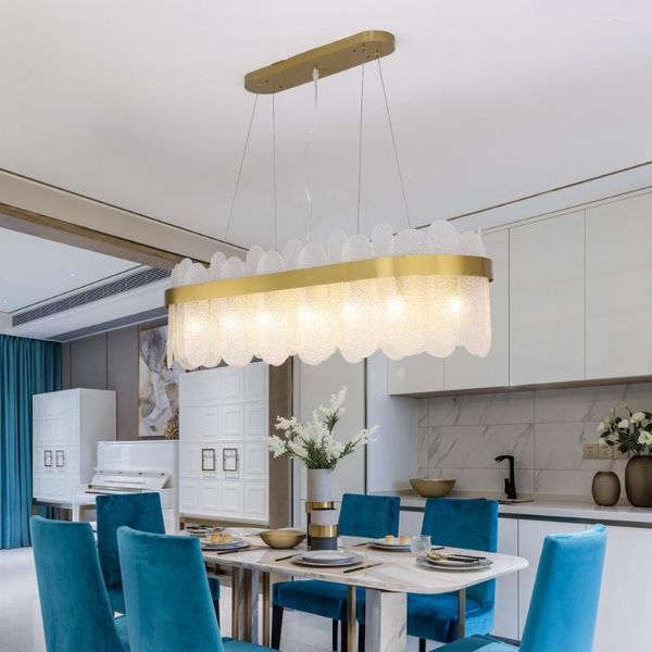 Lampadari Cucina moderna Sala da pranzo Lampadario in vetro Appeso a LED Lampada di lusso Apparecchio per soggiorno Camera da letto Salone Decor Bianco