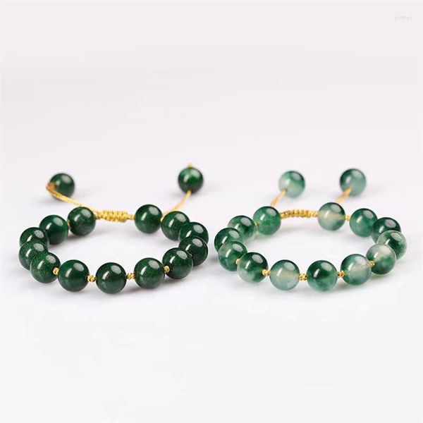 Strand Natural Crystal Chalcedony Lucky Green Jade Браслет DIY Регулируемый размер подарков.