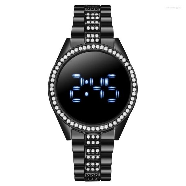 Relógios de pulso femininos, ouro rosa, aço inoxidável, luz azul, feminino, relógio de pulso, LED, relógio digital para mulheres, relógio eletrônico, reloj