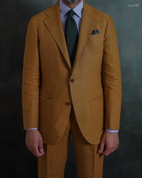Мужские костюмы мужской темно -желтый оценочный костюм мужской костюм Homme Свадебный жених смокинг -смокинг Slim Fit Blazer Blazer