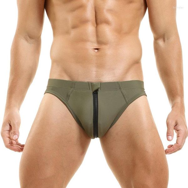 Herren Bademode Open Front Zipper Briefs Männer Schwimmen Bikini Sexy Badehose Für Mann Badeanzug Desmiit Badeanzug Strand Shorts tanga