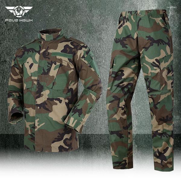 Fatos de treino masculinos camuflagem tático jaqueta e calças masculinos ao ar livre resistente ao desgaste conjunto de acampamento à prova d'água uniforme de treinamento de combate militar