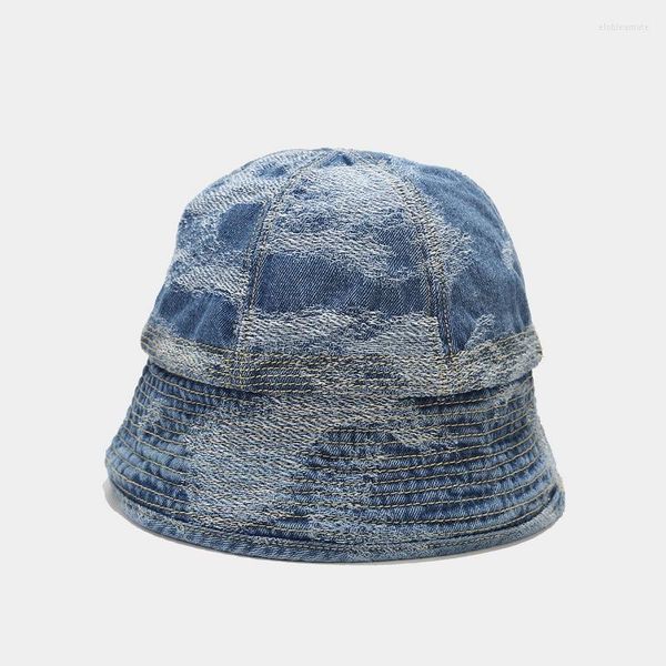 Boinas Bucket Hat Adolescentes Mulheres Homens Primavera Verão Sol Praia Hiphop Jeans Lavados Tecido Azul Boné Durável Acessório Ao Ar Livre