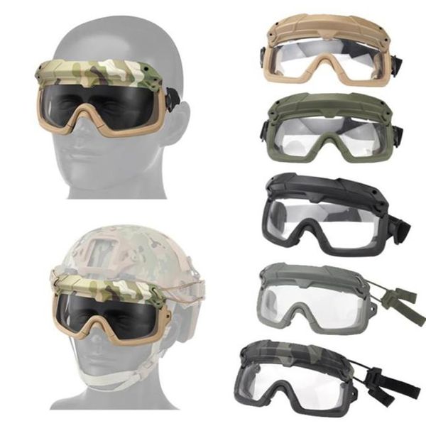 Outdoor Paintball Shooting Occhiali da sole Tactical Fast Helmet Occhiali Protezione per il viso Gear Wing Side Rail Clip Buckle Mount NO0210727238K