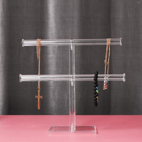 Expositor de bolsas de joias suporte de acrílico transparente de duas camadas versão coreana suporte de armazenamento de pulseira simples fácil de desmontar