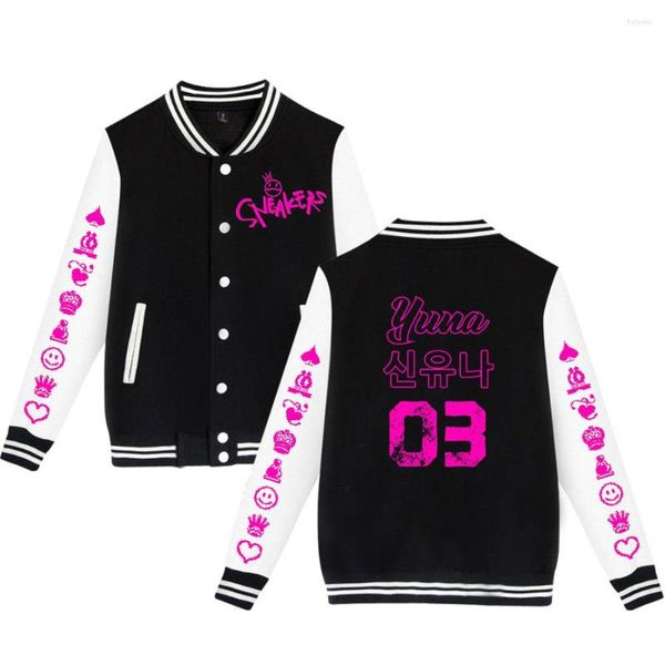 Damen Hoodies KPOP ITZY Baseballjacke Damen Herren Uniform Fleece Streetwear Hip Hop Lange Ärmel Kapuzenpullover Sweatshirt Teenager Jungen Mädchen Jacken