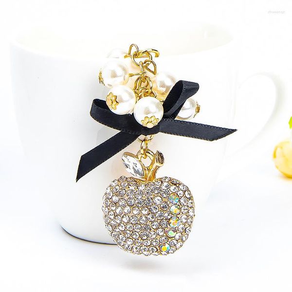 Portachiavi Creative Apple Ribbon Bow Portachiavi Car Women Handbag Charm Pendant Chain Holder Fashion Portachiavi Drop