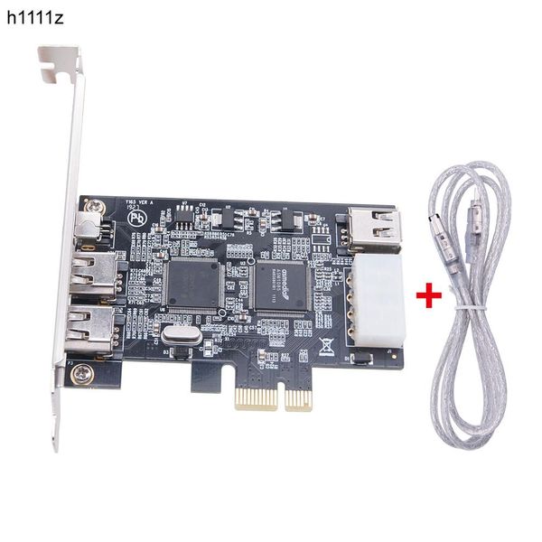 Cartões 4 portas 1394a placa de expansão pcie 1x para ieee 1394 dv adaptador de vídeo 1x 4pin 3x 6pin 1394 controlador firewire cartão para desktop pc