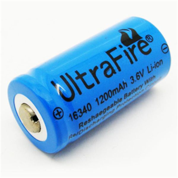 CR123A 16340 1200mAh 3.7V şarj edilebilir lityum pil görünümü pil açık el feneri pil rengi mavi ve gri