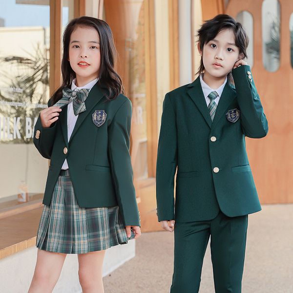 Conjuntos de Roupas Criança Uniforme Escolar Britânico Terno Meninos Meninas Outono Esportes Reunião Traje Performance Crianças Blazer Calças Camisas Conjunto de Roupas 230612