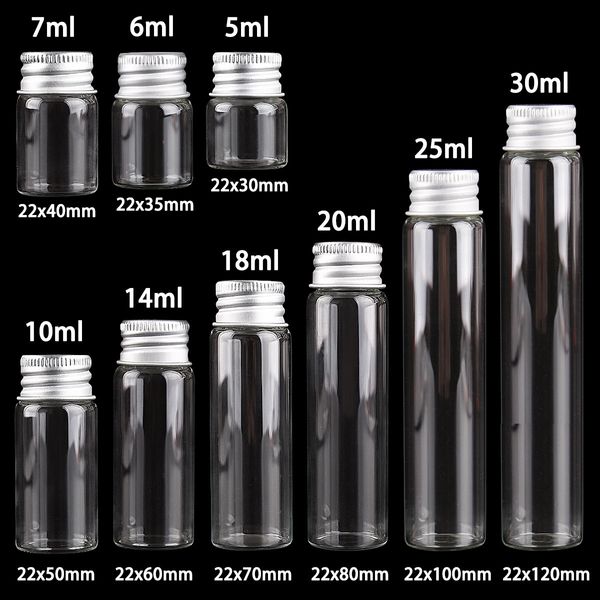 Ящики для хранения. Бинки 10 кусочков 5ml6ml7ml10ml14ml18ml20ml25ml30ml Стеклянные бутылки с алюминиевыми крышками Маленькие мини -банки 9 размеров Upick 230613