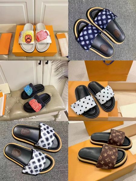 2023 Designer Clássico Chinelos Masculinos e Femininos Moda Tendência Sola de Borracha Casal Sapatos Luxuoso Impressão Slide Moda Slide Preto