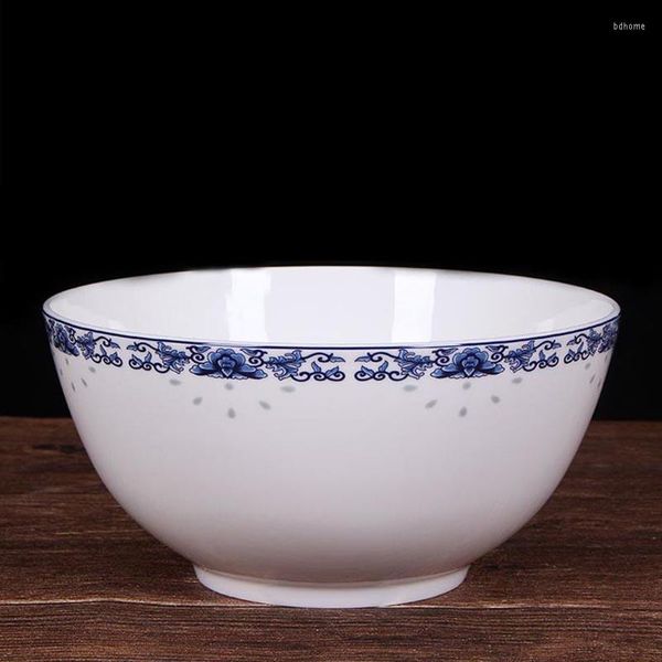 Tigelas 5/7/8 polegadas Tigela Ramen Jingdezhen Bone China Arroz Cerâmica Chinesa Sopa Salada Misturando Utensílios De Mesa De Porcelana Azul E Branco