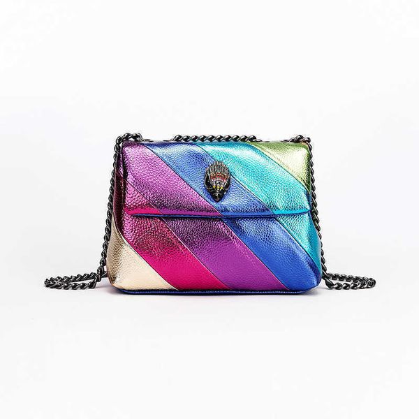 Женская сумка Kurt Rainbow контрастного цвета со сплетенной цепочкой через плечо Eagle Bird Head 0613-111
