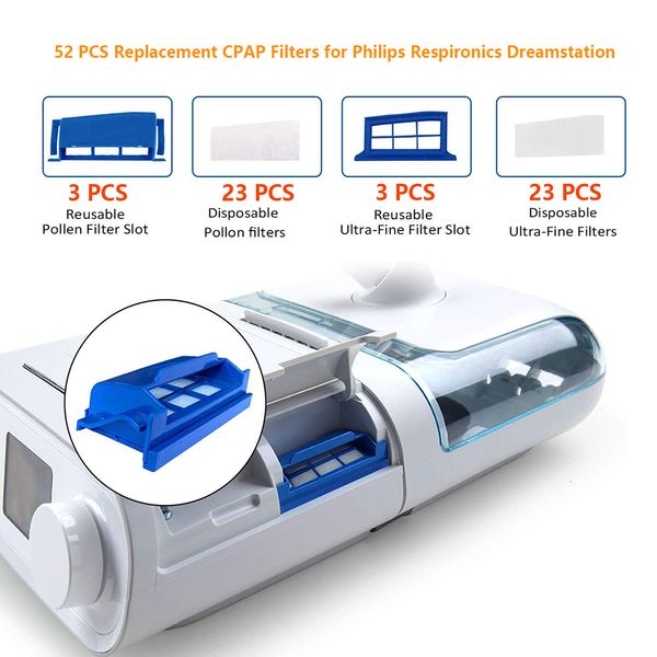 Eye Massager 52 PCS Kit di filtri per RespironicsDreamstation Include 6 slot per filtri riutilizzabili23 Profilters in schiuma 23 UltraFine 230612