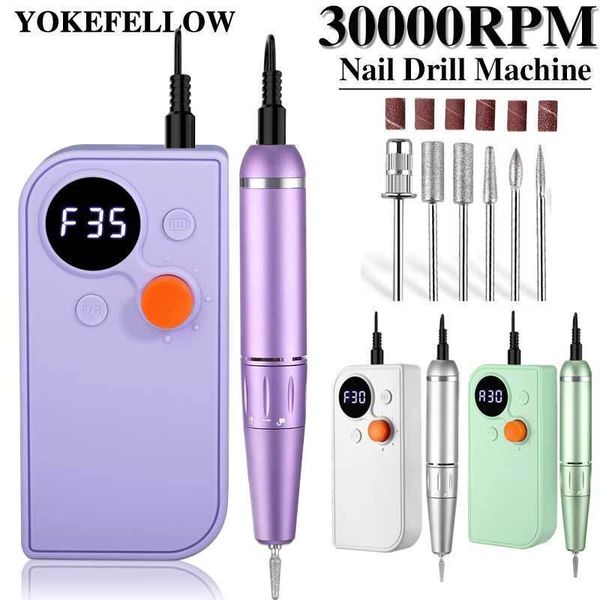 Kits de nail art 30000 RPM recarregável máquina de broca para esfoliação polida com display LCD de baixo ruído Lixadeira de unhas de gel 230613