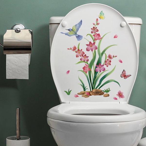 Piante Fiori Uccelli Adesivo da parete Bagno Toilette Decor Soggiorno Armadio Decorazione domestica Decalcomanie Murale