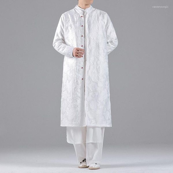 Ethnische Kleidung Traditionelle 2023 Chinesische Kleid Lose Plus Größe Robe Schwarz Hülse Hanfu Männer Antike Lange Mantel Taoistischen Tops Männlich