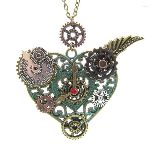 Подвесные ожерелья Хорошее сердце/бабочка/ключ/цикада с различными передачами DIY Механическое ожерелье для стимпанка Винтажные украшения