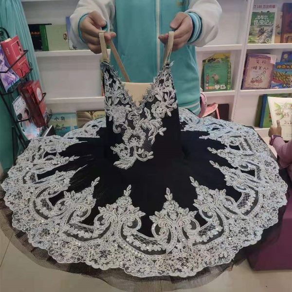 Roupa de dança preto balé profissional tutu crianças meninas mulheres adulto rendas lantejoulas lago cisne panqueca tutus balé adulto bailarina vestido de dança 230612