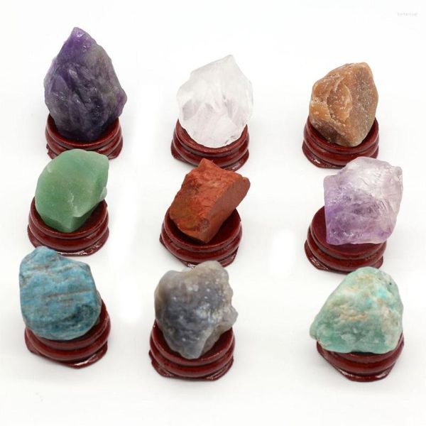 Bolsas para joias Decoração de pedra natural Reiki Gema de cura com base Ornamento artificial Presente da sorte Quarto Jardim Mesa de escritório Mini