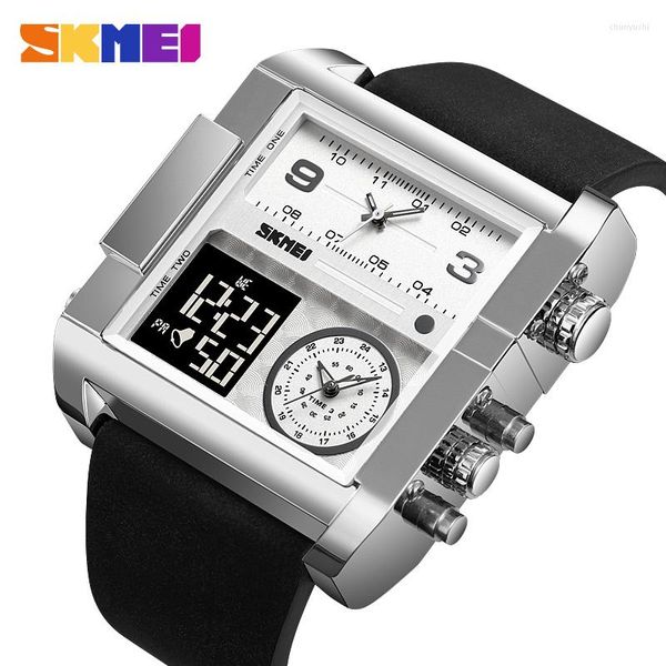 Armbanduhren SKMEI 3 Zeit Analoge Hintergrundbeleuchtung Elektronische Armbanduhr Mode Chrono Digitale Sportuhren Herren Wasserdichte Uhr Reloj Hombre