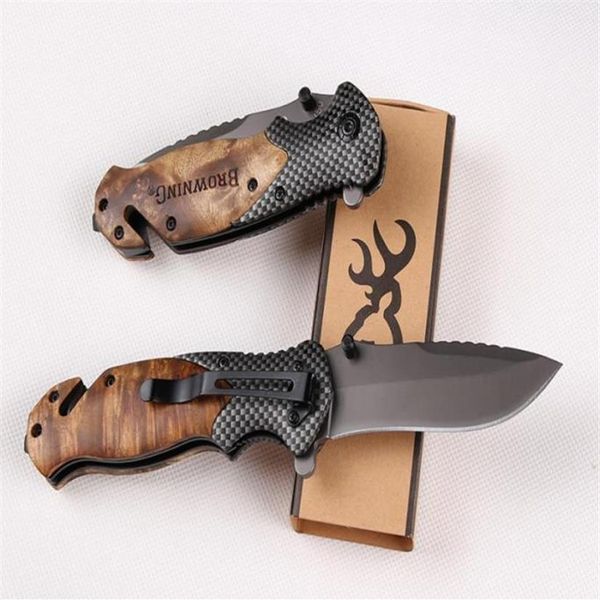 Cabo de madeira Browning X50 FACA Man039s Canivete de bolso Presente Camping Ao ar livre Tactical Folding Knives Ferramentas Outdoor EDC TOOL Surviva889254T