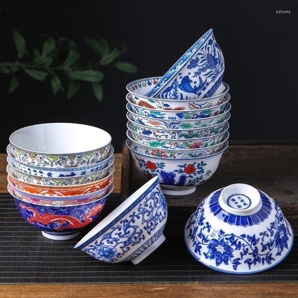 Ciotole Stile antico cinese Ceramica 5,5 pollici Ciotola di riso Stoviglie Bone China Ramen Zuppa Accessori per la cucina Decorazioni per la casa 1PC