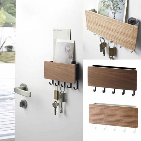 Mensole da bagno Wallhung Tipo Mensola decorativa in legno Scatola di immagazzinaggio di articoli vari Prateleira Hanger Organizer Portachiavi Legno 230613