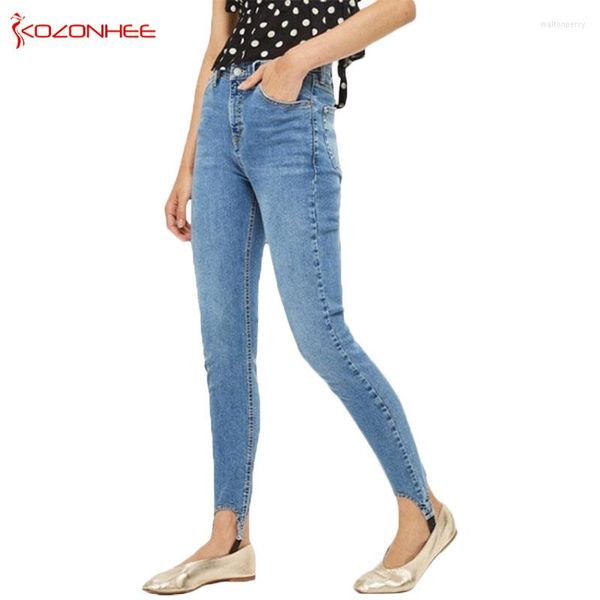 Jeans feminino estiramento skinny estribo feminino lápis elástico push up #K096