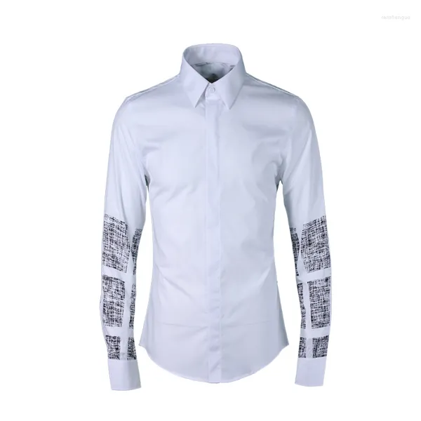 Camisas Casuais Masculinas Chegada Moda Algodão Textura Quadrada Impressão Digital Masculino Atacado Alta Qualidade Plus Size M L XL XXL 3XL 4XL