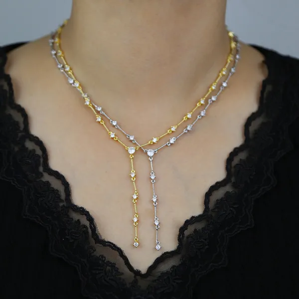 Новое модное женское свадебное ожерелье с покрытием из кубического циркона 5А для женщин, высокое качество ювелирных изделий с золотым и серебряным покрытием, оптовая продажа