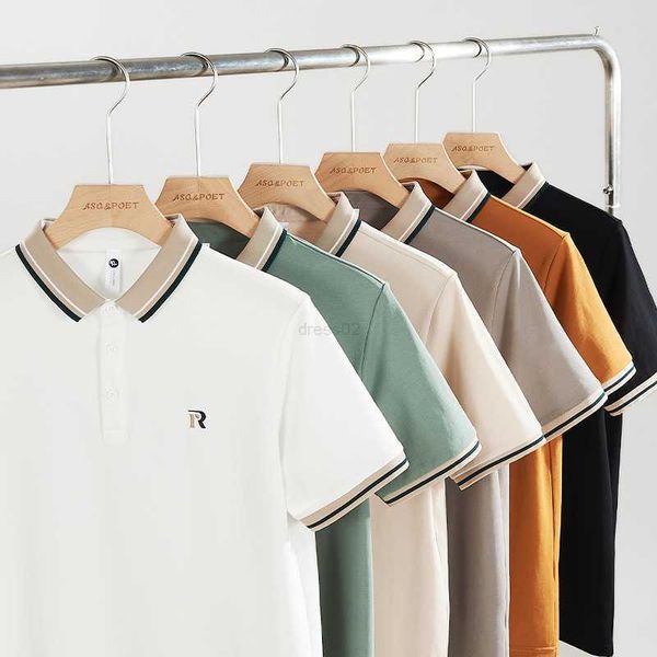 Poloshirt Herren-T-Shirt Kurzarm-T-Shirt Casual Business Slim Fit Frühling und Sommer Neues Stickdesign-Shirt Herren Revers Halbarm