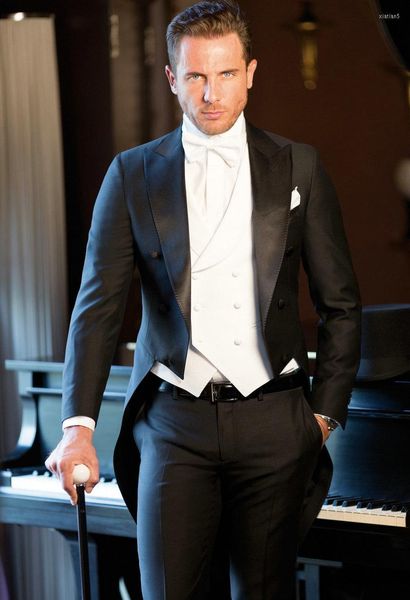 Ternos masculinos JELTOIN italiano masculino fraque preto casamento para padrinhos 3 peças smoking noivo lapela pontiaguda